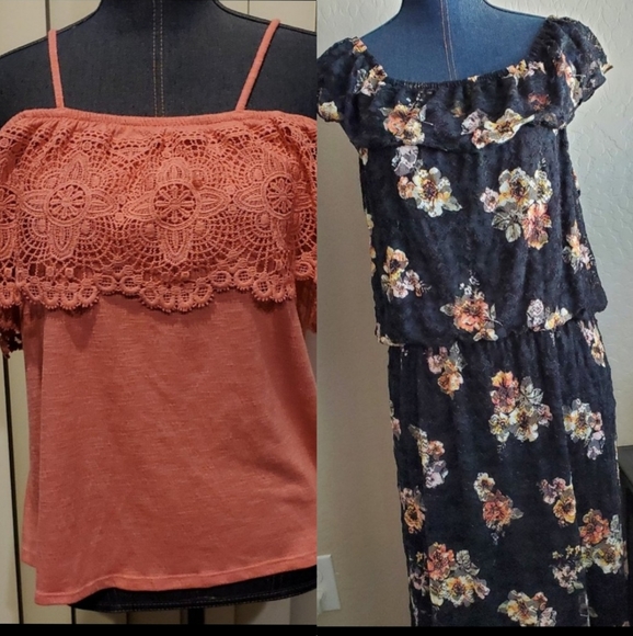 No Boundaries Bundle of Black Floral Dress and Coral Pink Top - Size 3XL - Picture 1 of 16